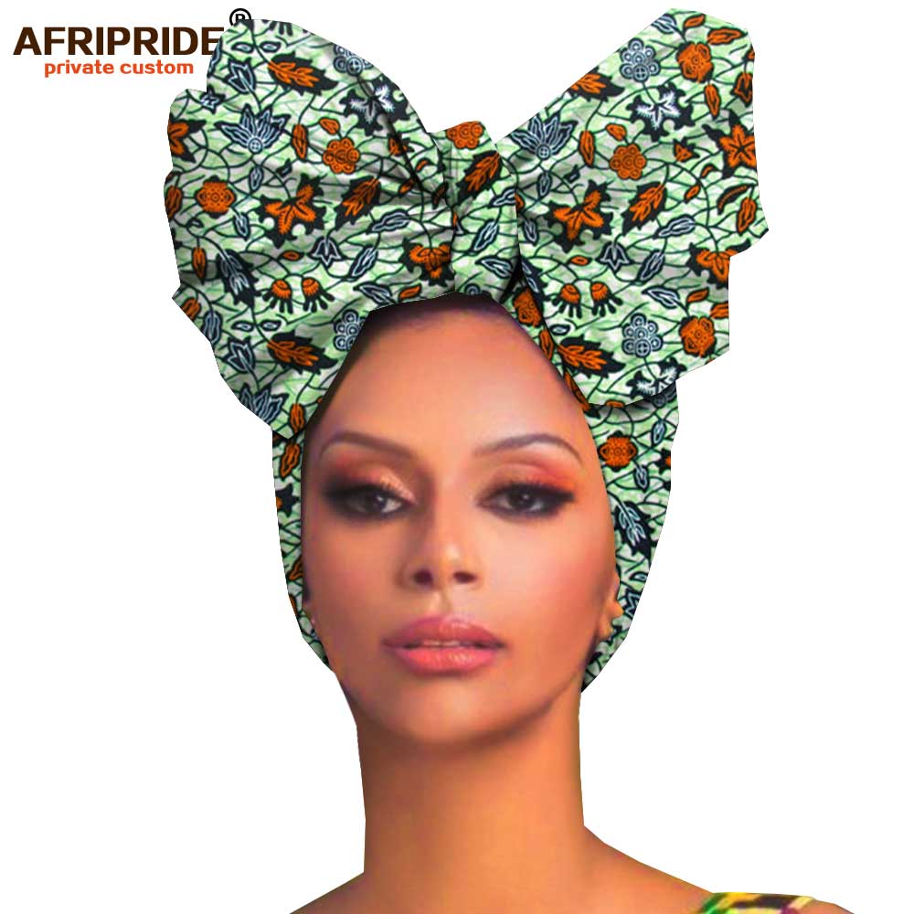 Foulards africains pour femmes, accessoires pour cheveux, matériau africain en tissu wax, turban traditionnel, foulard, 100% coton AFRIPRIDE A19H006