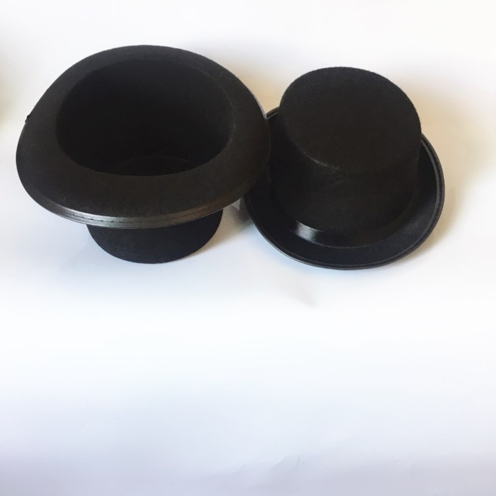Chapeau haut-de-forme noir en tissu à la mode, accessoire de Costume, chapeau de magicien élégant, casquette de Jazz pliable foncé pour enfants et adultes