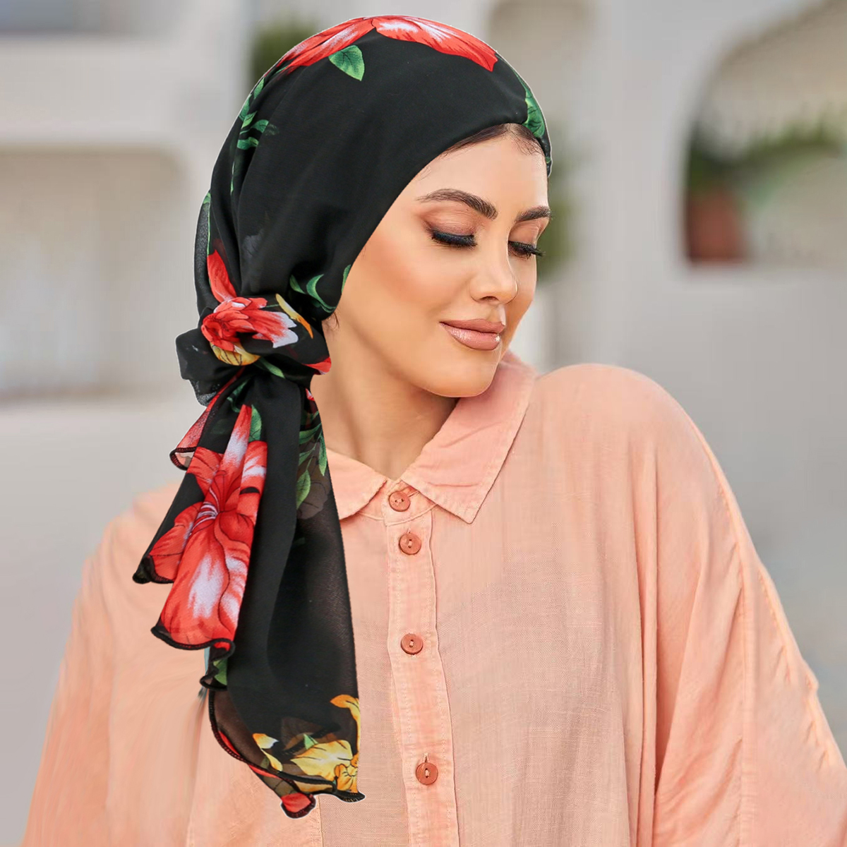 2 pièces/ensemble femmes imprimé fleuri cercle de cheveux combinaison ensemble foulard chapeau musulman Turban Hijab Cancer foulard chapeaux Bandana