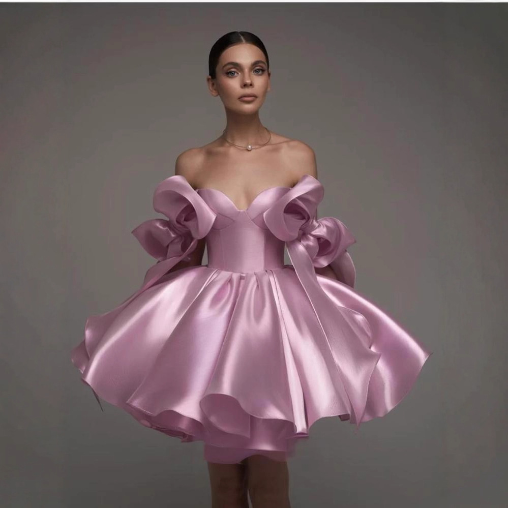 Robe de soirée élégante pour femme, mini-robe trapèze en satin à bretelles fines avec nœud, pour fêtes et banquets, style mondaine