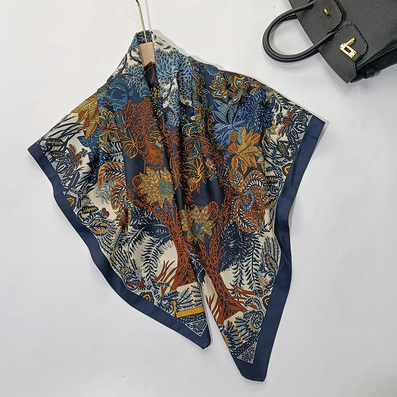 Haute qualité femmes sergé soie sentiment cheveux cou carré Bandana écharpe de luxe bureau hôtel serveur agents de bord 90*90 cm