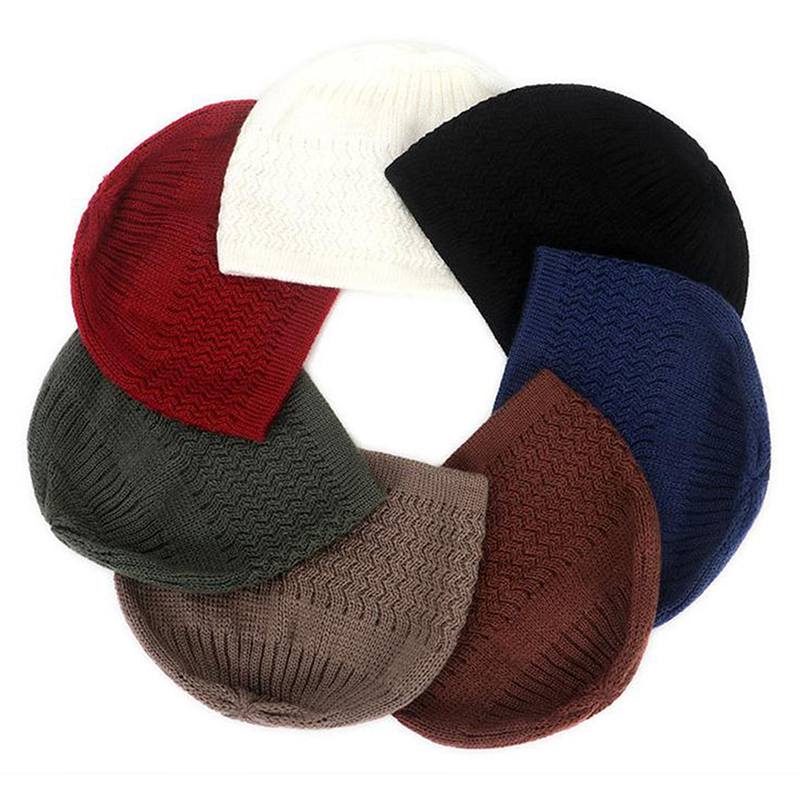 Chapeau de prière musulman tricoté pour homme, unisexe, respirant, sans bord, élastique, pour le Ramadan islamique, chapeau juif, bonnets pour homme