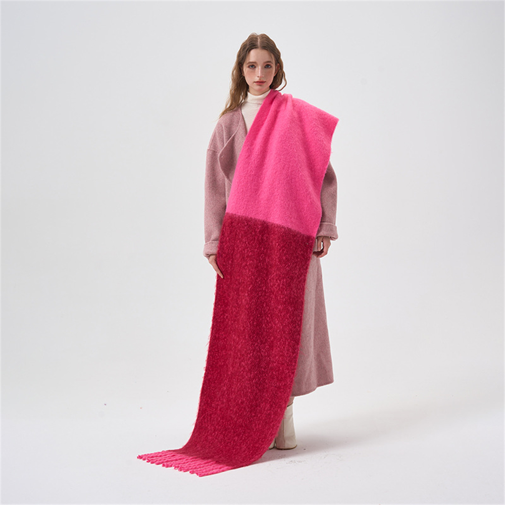 Hiver épaissi Imitation cachemire écharpe longue couleur bloquant doux châle de luxe femmes Pashmina foulards gland Bufanda Echarpe