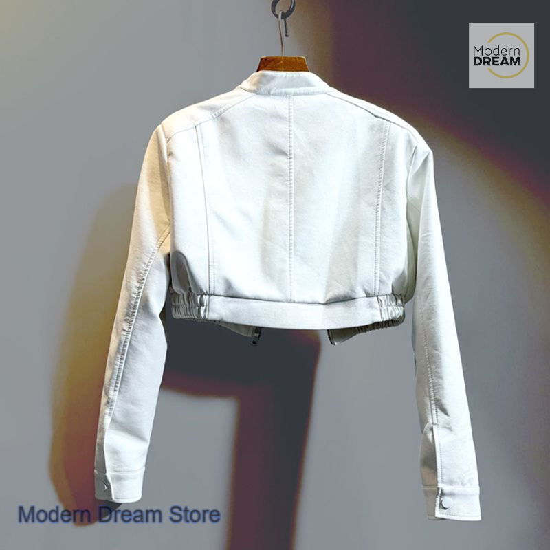 Veste de costume de moto courte de style français pour femmes, beau Joker, petit manteau en cuir taille haute, mode automne et hiver.