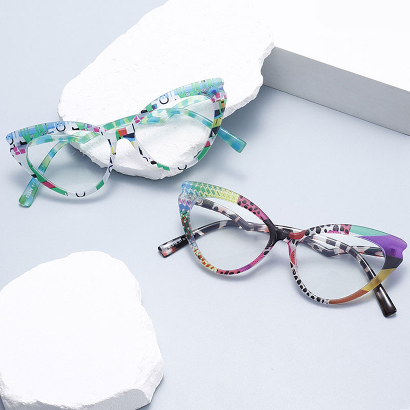 Lunettes de lecture œil de chat Chic pour femmes, Anti-lumière bleue, de luxe, pour ordinateur presbytie, monture Patchwork colorée, 2026
