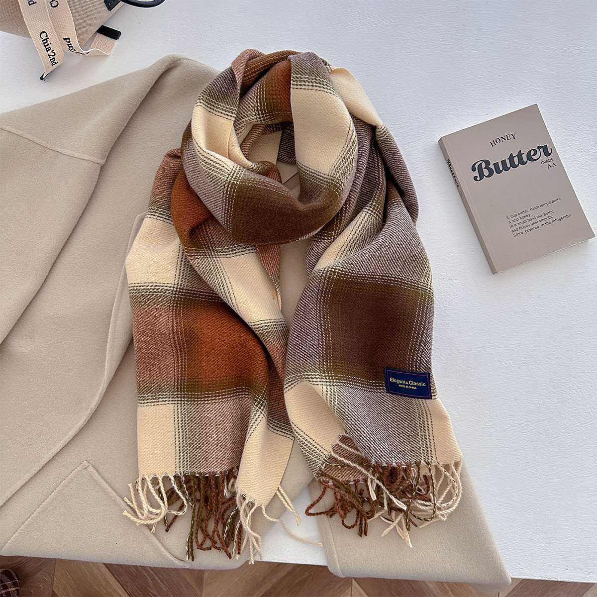 Écharpe chaude épaisse pour femmes, châle Pashmina de couleur avec pompon Long, fausse cachemire, couverture d'automne et d'hiver pour Wen, 50x210CM