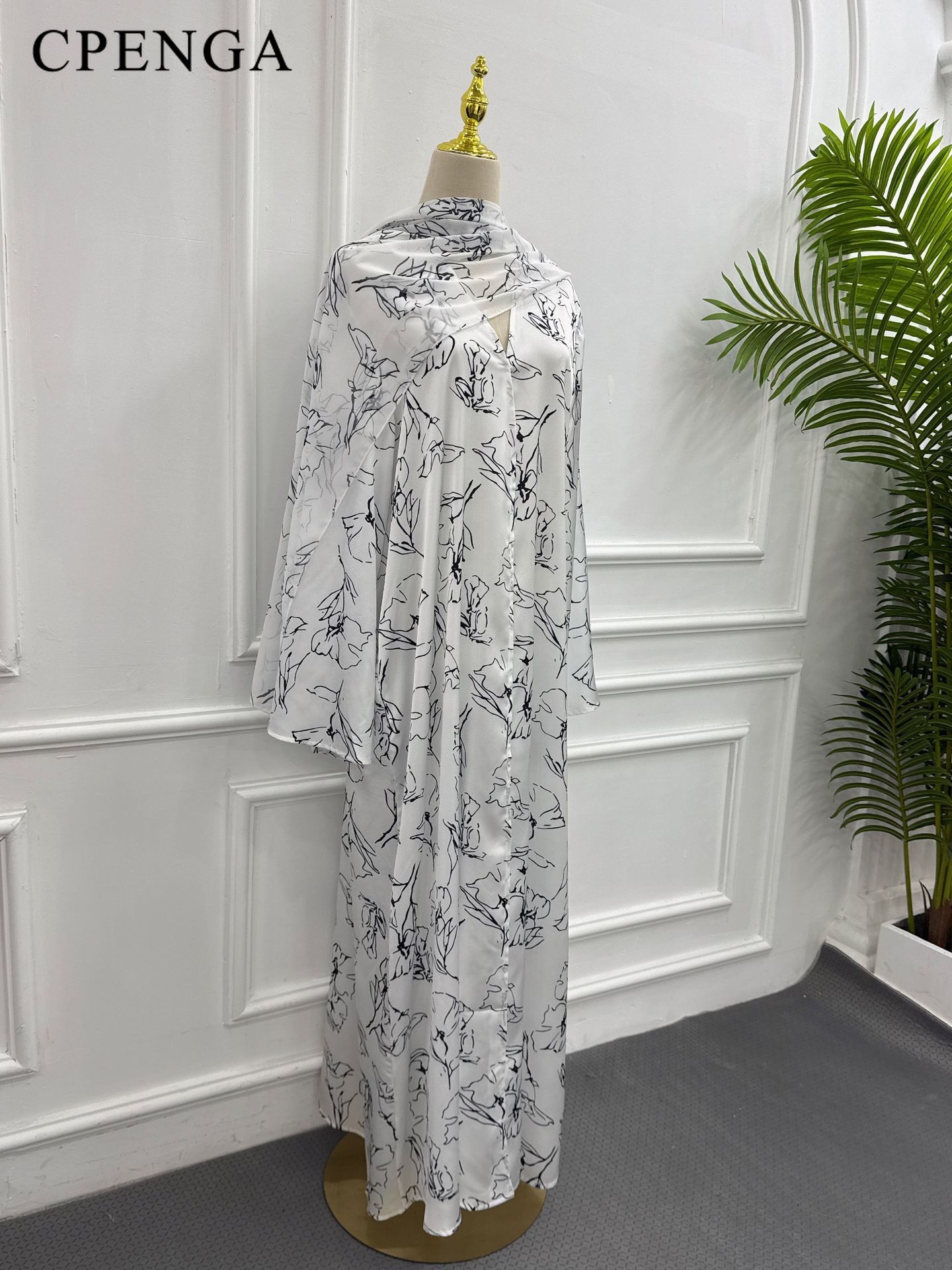 Ensemble deux pièces Abaya et Hijab pour femmes musulmanes – Robe Cardigan élégante de Dubaï, tenue modeste pour le Ramadan, l'Aïd, les fêtes, l'Islam, la Turquie, Kaftan