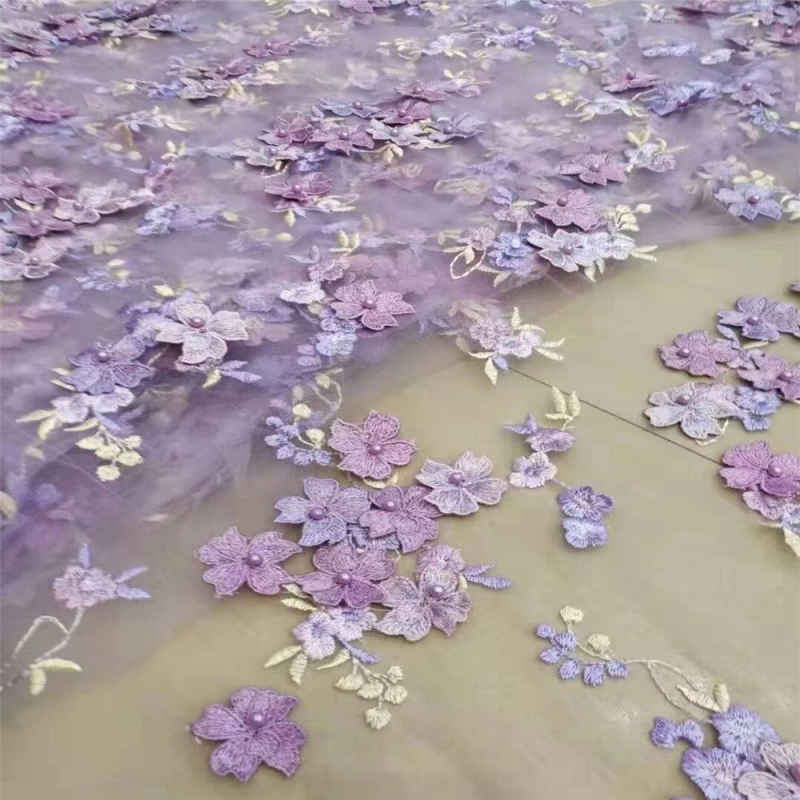 Tissu en dentelle de luxe brodé de fleurs en maille, style africain, haute qualité, fait main, appliqué 3D, pour robes de mariée 2026