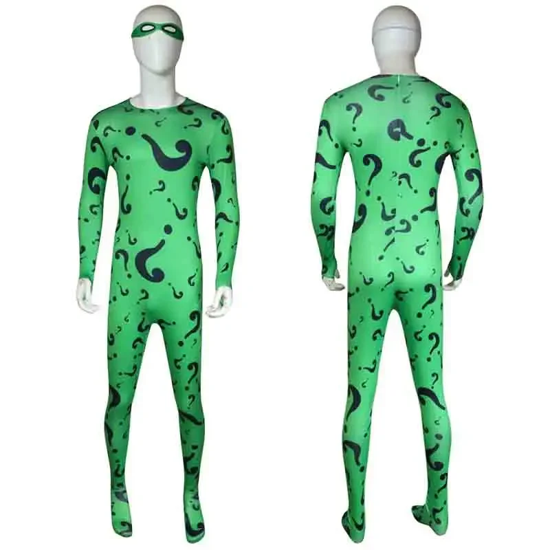 Costume de cosplay TV Riddler pour hommes adultes, chemise, manteau, pantalon, cravate, masque, uniforme de fantaisie, déguisement pour Halloween, carnaval, fête