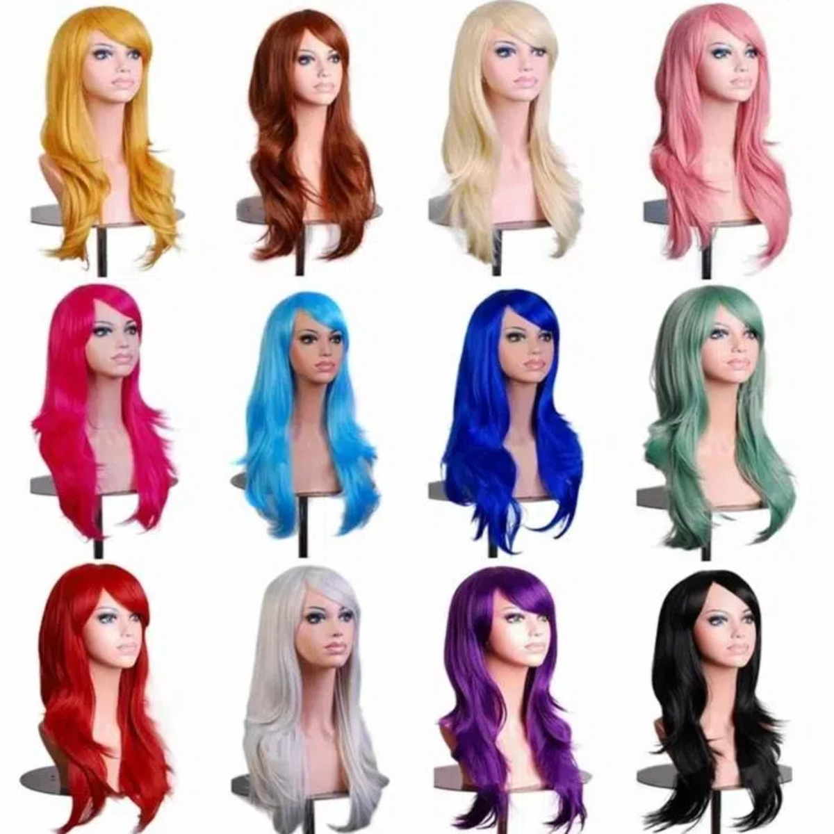 Perruque de Cosplay synthétique longue ondulée, résistante à la chaleur, pour femmes, jaune, rose, rouge, blond foncé, Anime de noël