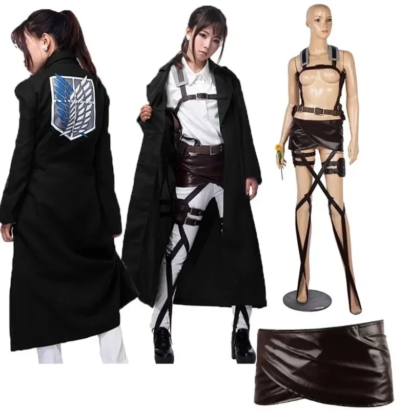 Costume de Cosplay attaque sur Titan, tenues Anime Eren Jaeger Hange Zoe, tenue de Cosplay, veste, ceinture, manteau de légion, ensemble complet AOT