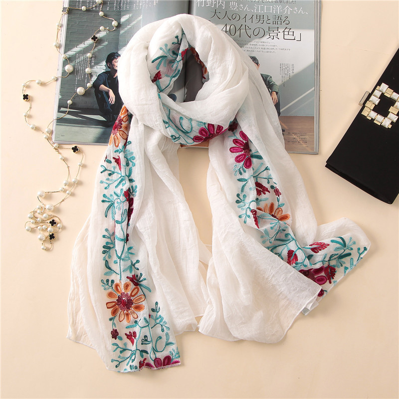 Châle en Viscose à fleurs brodées unies, écharpe en coton imprimé Bandana indien, Foulard doux, casquette Hijab musulmane, 2026