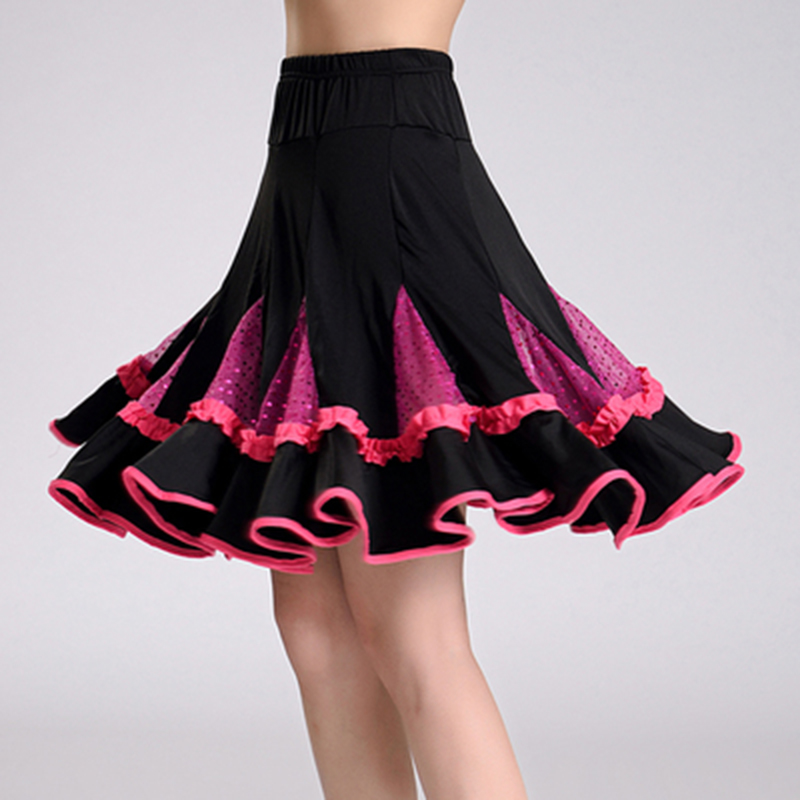 Robe de danse latine pour femmes, Salsa, Tango, Rumba Cha, jupe, vert, rose vif, rouge, vêtements carrés pour femmes