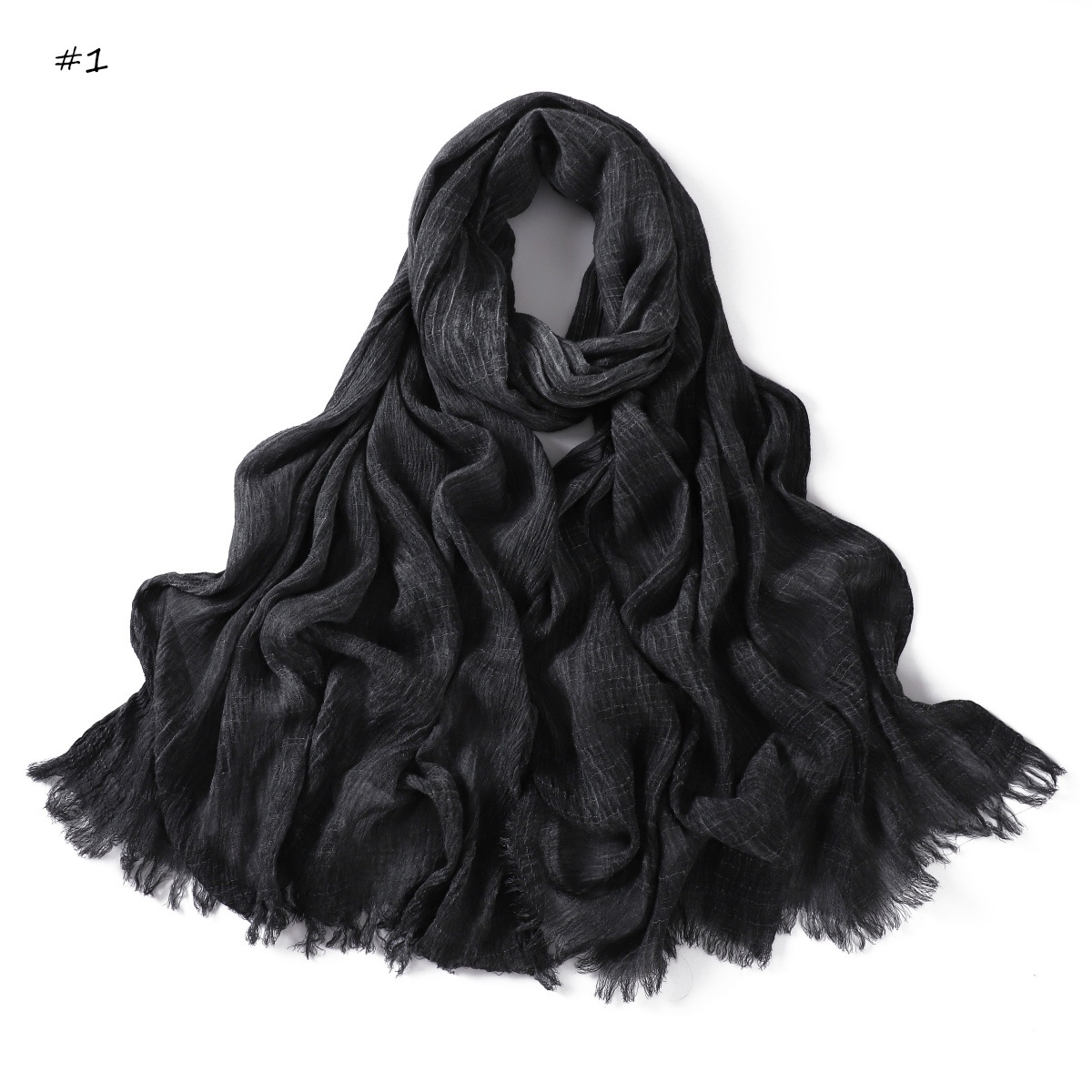 2025 nouvelle haute qualité couleur unie rides femmes musulmanes Hijab écharpe Ramadan châle bandeau Turban islamique Hijabs enveloppes glands