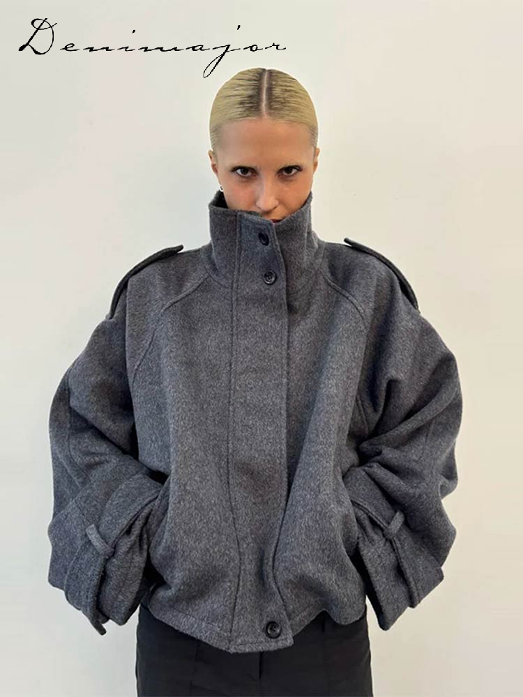 Manteau court en laine pour femme, décontracté, ample, revers, simple boutonnage, manches longues, veste épaisse, automne hiver, dame élégante, Streetwear, 2025