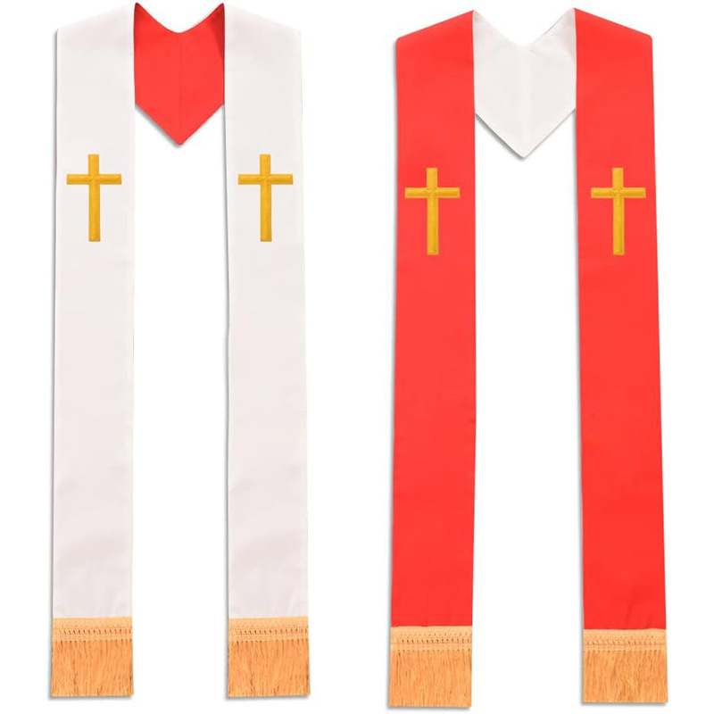 Étole de prêtre réversible à double broderie, accessoire de costume ecclésiastique