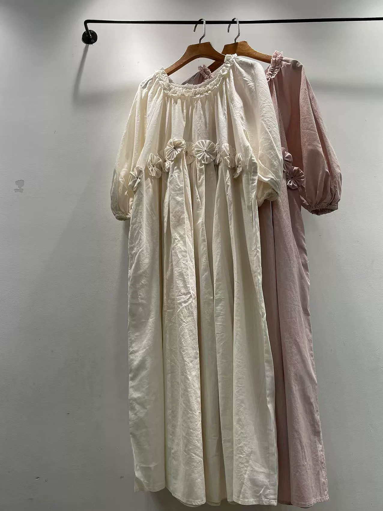 Robe bohème 2026 pour femme, collection printemps, marque originale, patch floral 3D, robe rose et blanche, style Mori Girl, en pur coton, vestidos