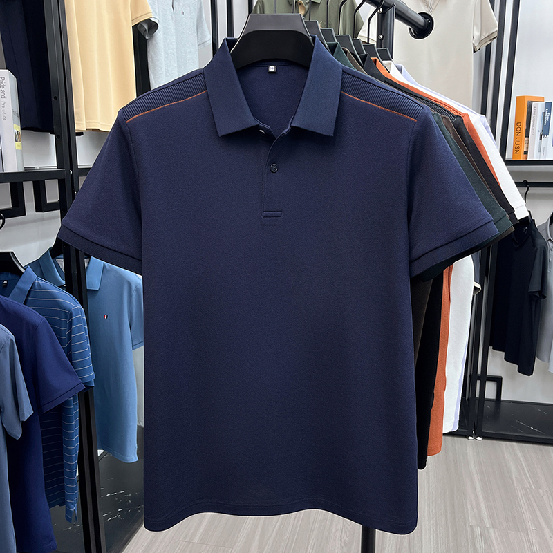 Marque haut de gamme coton mercerisé manches courtes polo Summer Fashion confortable respirant Business Casual monochrome hommes t - shirt