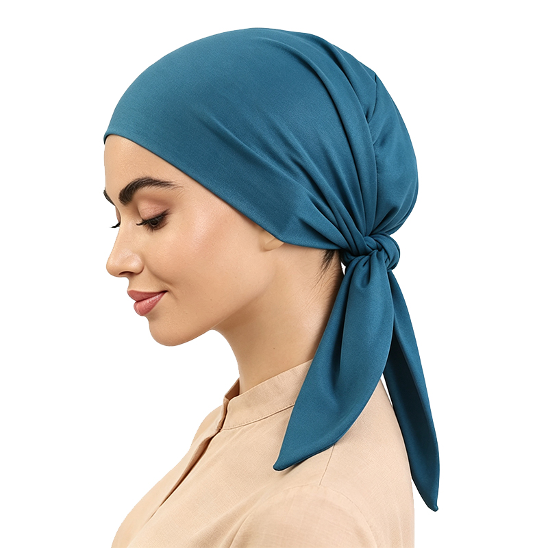 Nouveau Turban en Tissu Élastique Double Couche, Bonnet Musulman Pré-Noué, Hijab, Foulard, Bonnet Doux pour Femme, Bonnet Chimiothérapie pour Perte de Cheveux
