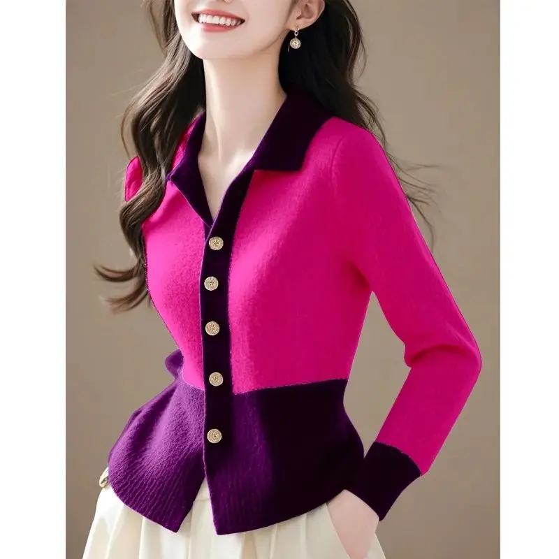 Cardigan tricoté blanc pour femme, Style coréen doux, taille Unique, exquis, Patchwork, pull, vêtements féminins, automne hiver
