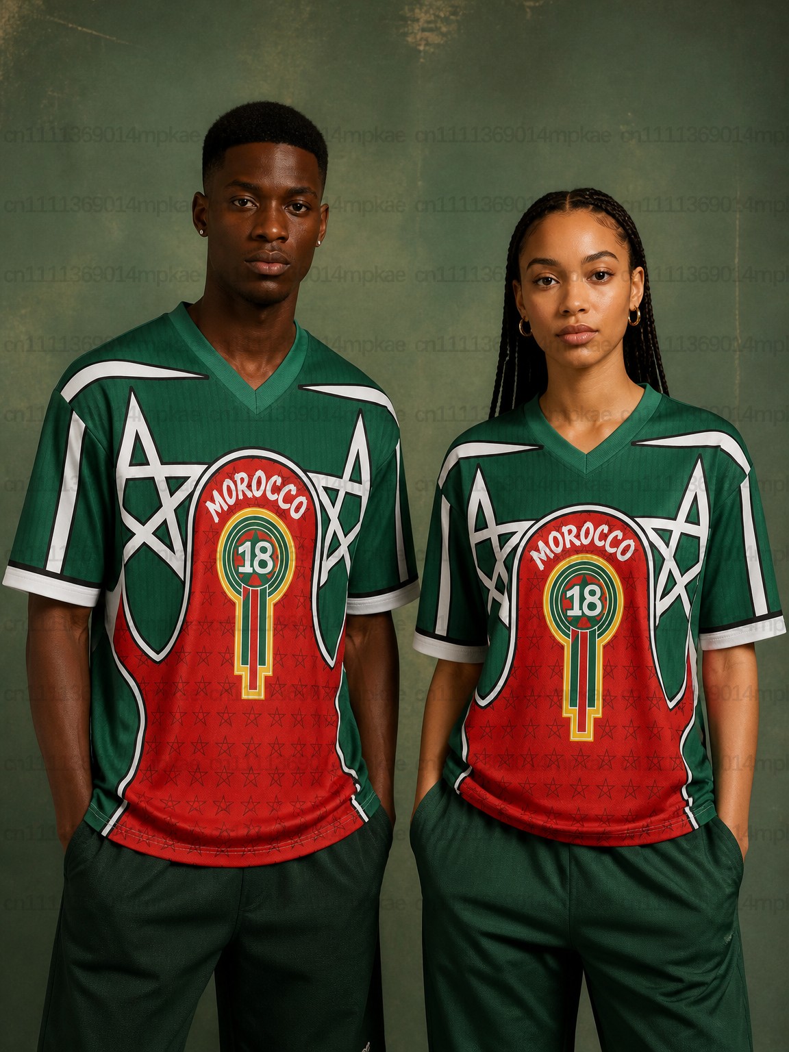 T-shirt à manches courtes col en V imprimé marocain pour hommes et femmes, haut de fête d'été, sweat-shirt coupe ample, t-shirt style streetwear