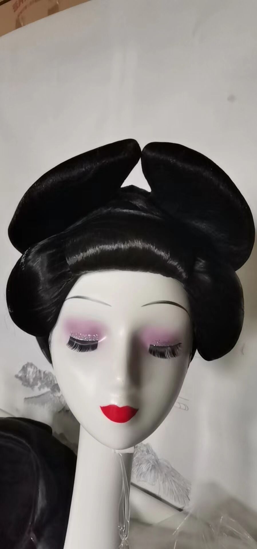 Kimono noir japonais pour femmes, accessoires pour cheveux, coiffure grand papillon, modèle Show Prairie fur s Up
