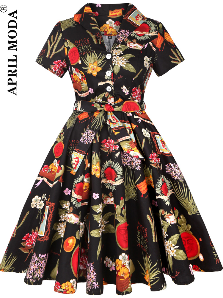 Robe de cocktail Pinup Rockabilly 2026, robe midi en coton, tunique, Jurken, décontractée, vintage, années 60, années 1950, grande jupe évasée, robe d'été pour fête