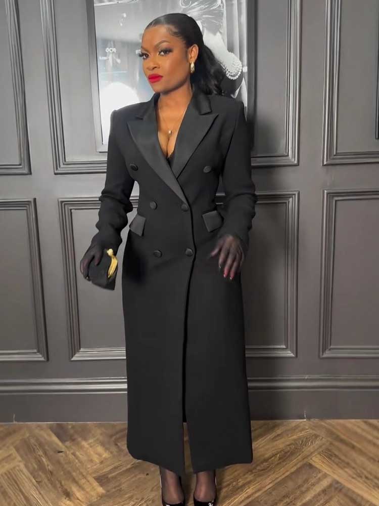 Robe noire à manches longues pour femme, vêtement d'automne et d'hiver, Blazer amincissant à la taille, élégante, courbe, robes de soirée formelles
