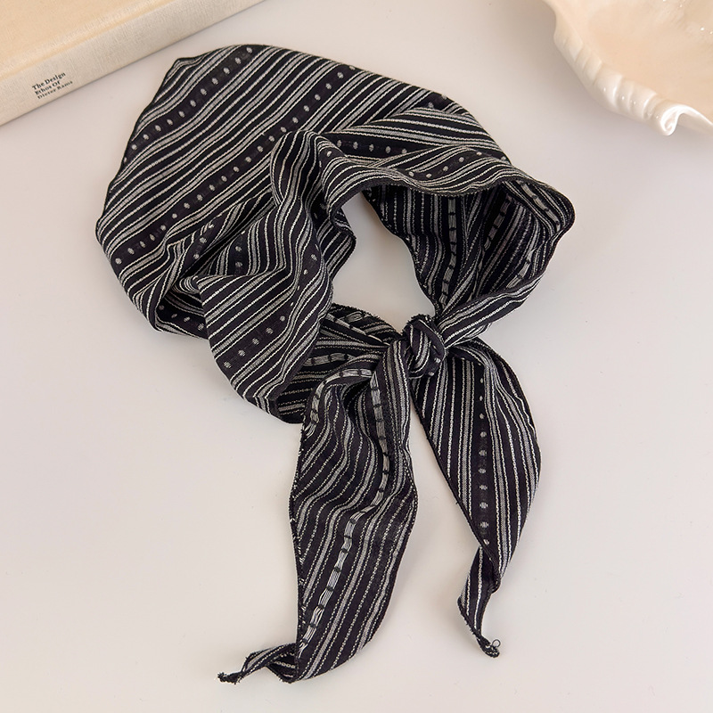 Foulards triangulaires en coton pour femmes, écharpe de cheveux rayée à imprimé Floral, châle littéraire en lin pour filles, couvre-chef rétro doux et respirant