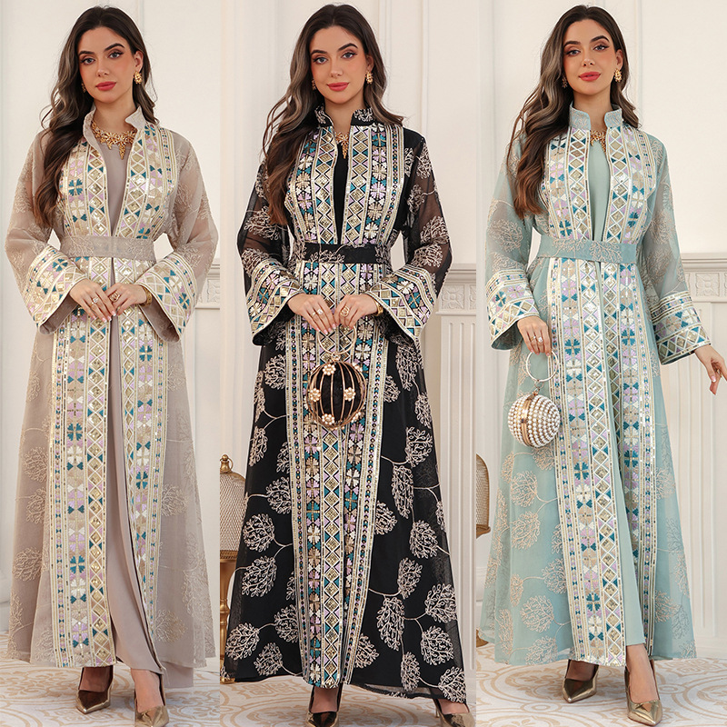 Abaya de l'Aïd pour femme, robe de soirée, ensemble 2 pièces, Kaftan Jalabiya, élégante, musulmane, Dubaï, Vestidos Largo, Ramadan, Caftan, Robe longue, Abayas 2026