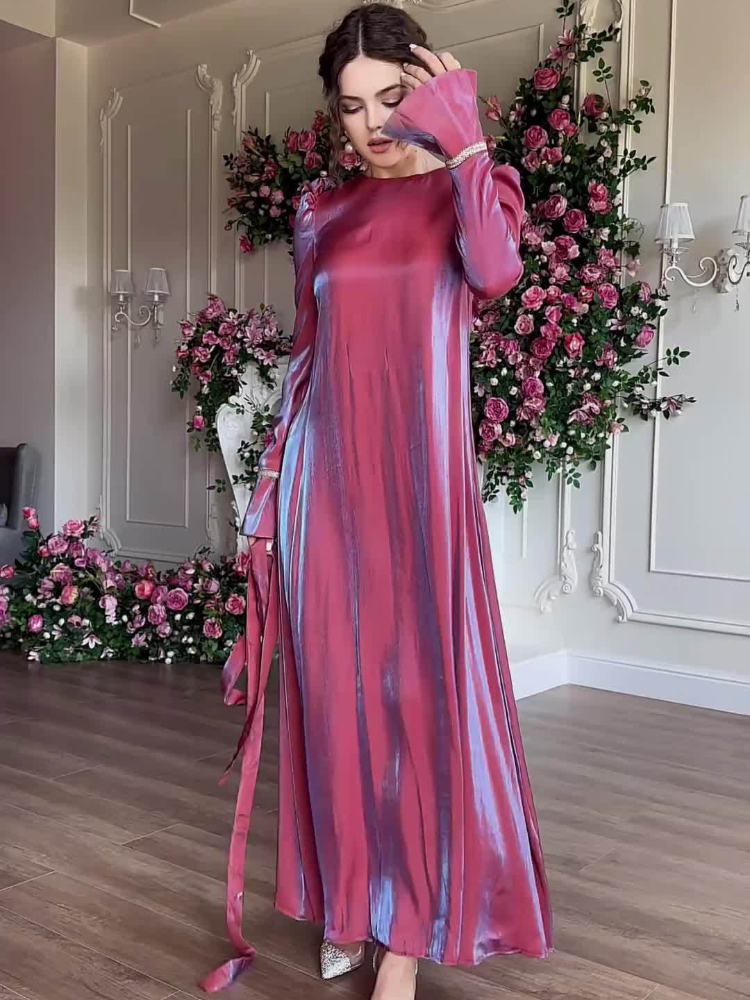 Robe longue à lacets pour femmes musulmanes, Abaya, Maroc, Robe de soirée, Ramadan, Kaftan, Islam, Robe éducative, Robe large, Robe soyeuse, Eid Dubai, 2024