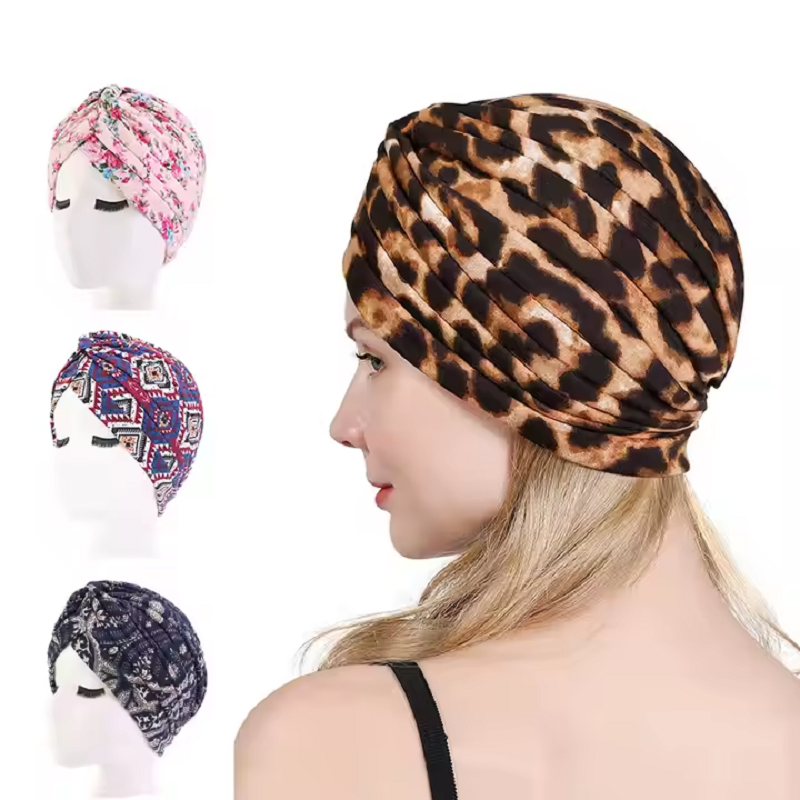 Nouveau Turban à Nœud Imprimé Floral, Bandana, Bonnets Chimio pour le Cancer, Bandeaux Élastiques pour Cheveux, Sous-Hijabs, Turbante