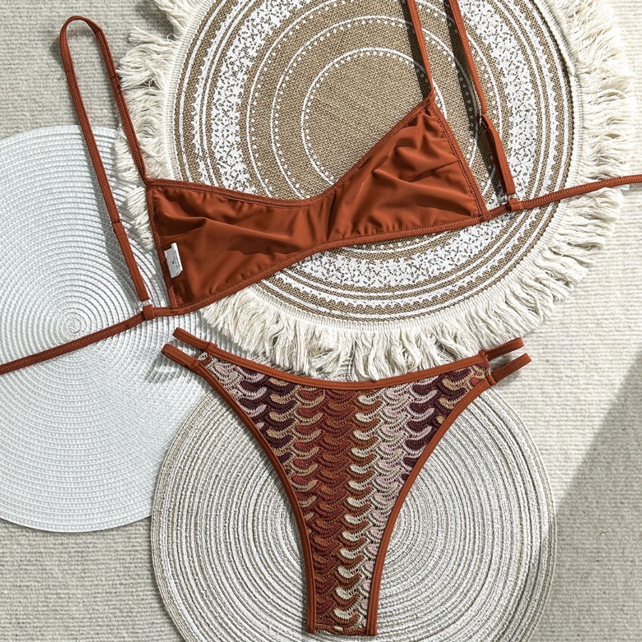 Nouvel ensemble de bikini vintage au crochet, style bohème, pour les vacances à la plage, maillot de bain deux pièces rétro, maillot de bain sexy au crochet pour l'été