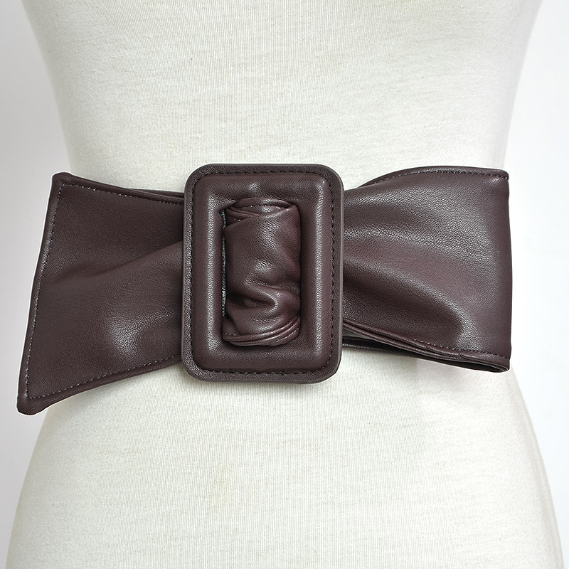 Ceinture large en cuir noir effet peau de mouton pour femme, élégante, style vintage, en PU