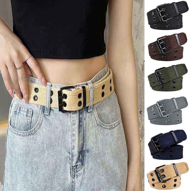Ceinture en toile résistante à l'usure pour hommes et femmes, ceinture décontractée en toile pour sports de plein air, style punk, ceinture assortie