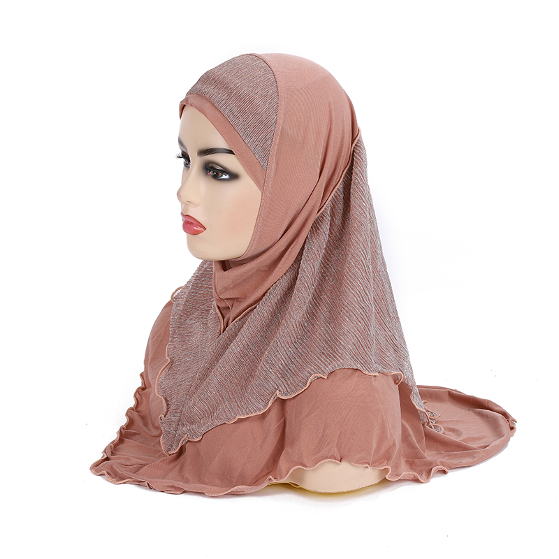 Foulard hijab musulman pour adultes ou grandes filles, taille moyenne 70x60cm, foulard islamique, chapeau amira à enfiler, H076