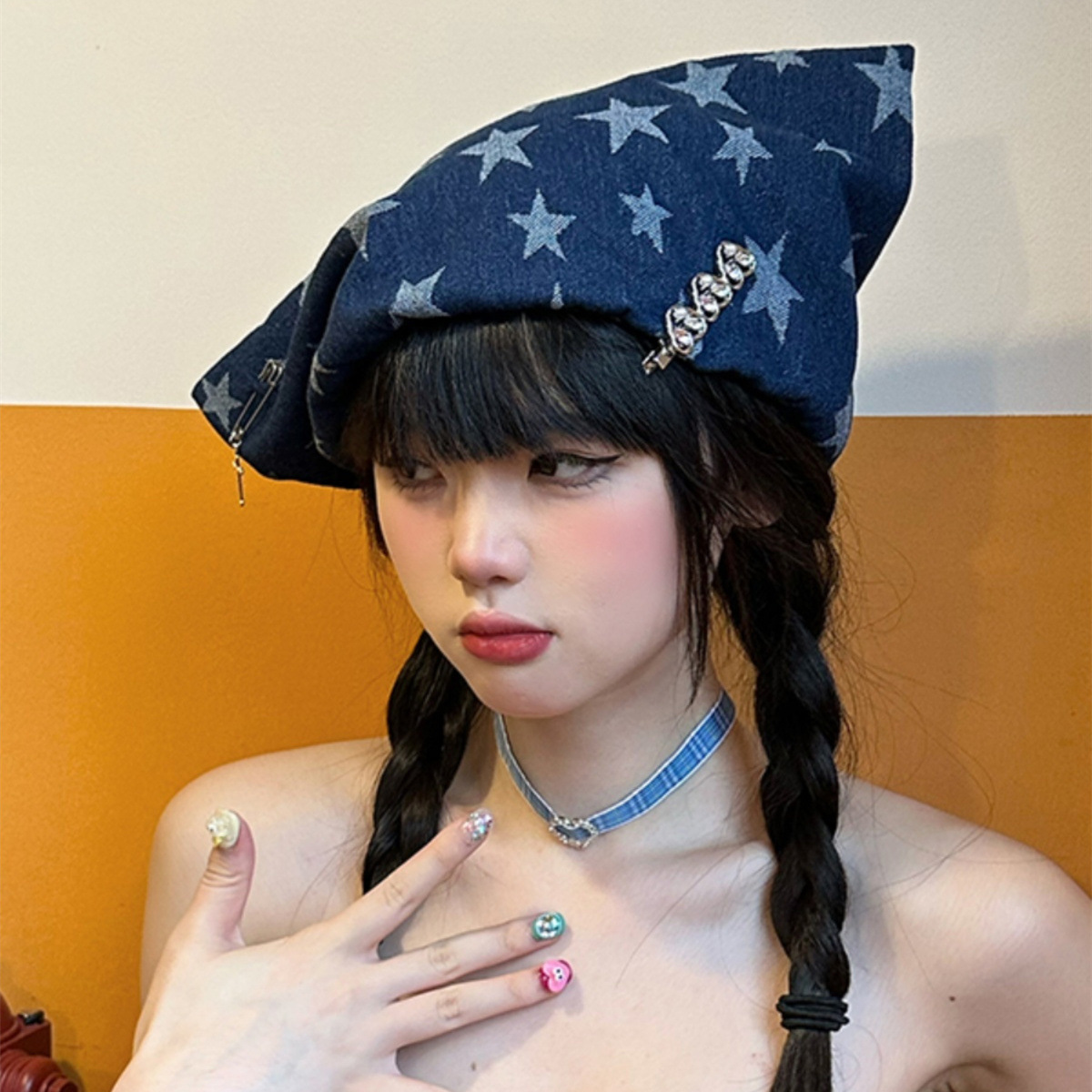 Chapeaux Vintage pour femmes, Style doux et Cool, chapeau de Cowboy à cornes, bandeau étoile Y2K, chapeau montrant le visage, chapeau d'oreille de chat, béret Version coréenne