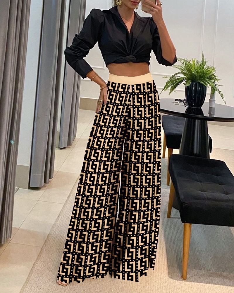 Pantalons femmes taille haute pantalon à jambes larges imprimé pantalon Long ample 2023 nouvelles dames décontracté mode banlieue vacances fête MsChuh