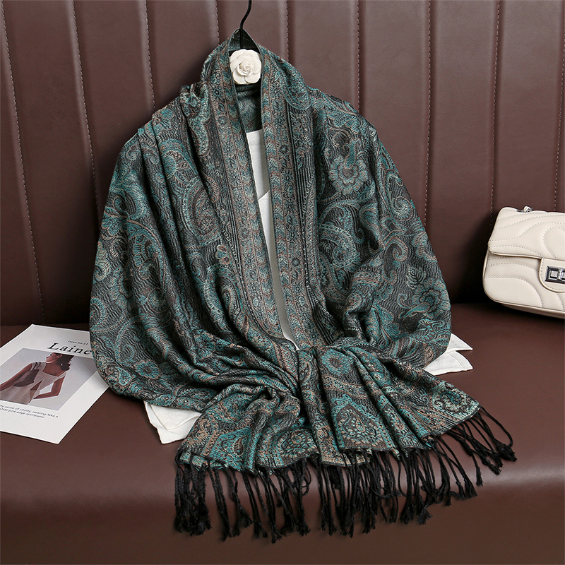 Femmes Paisley écharpe cachemire sentiment Pashmina châles gland Hijab bandeau Femme hiver foulards Foulard Bufanda 2024
