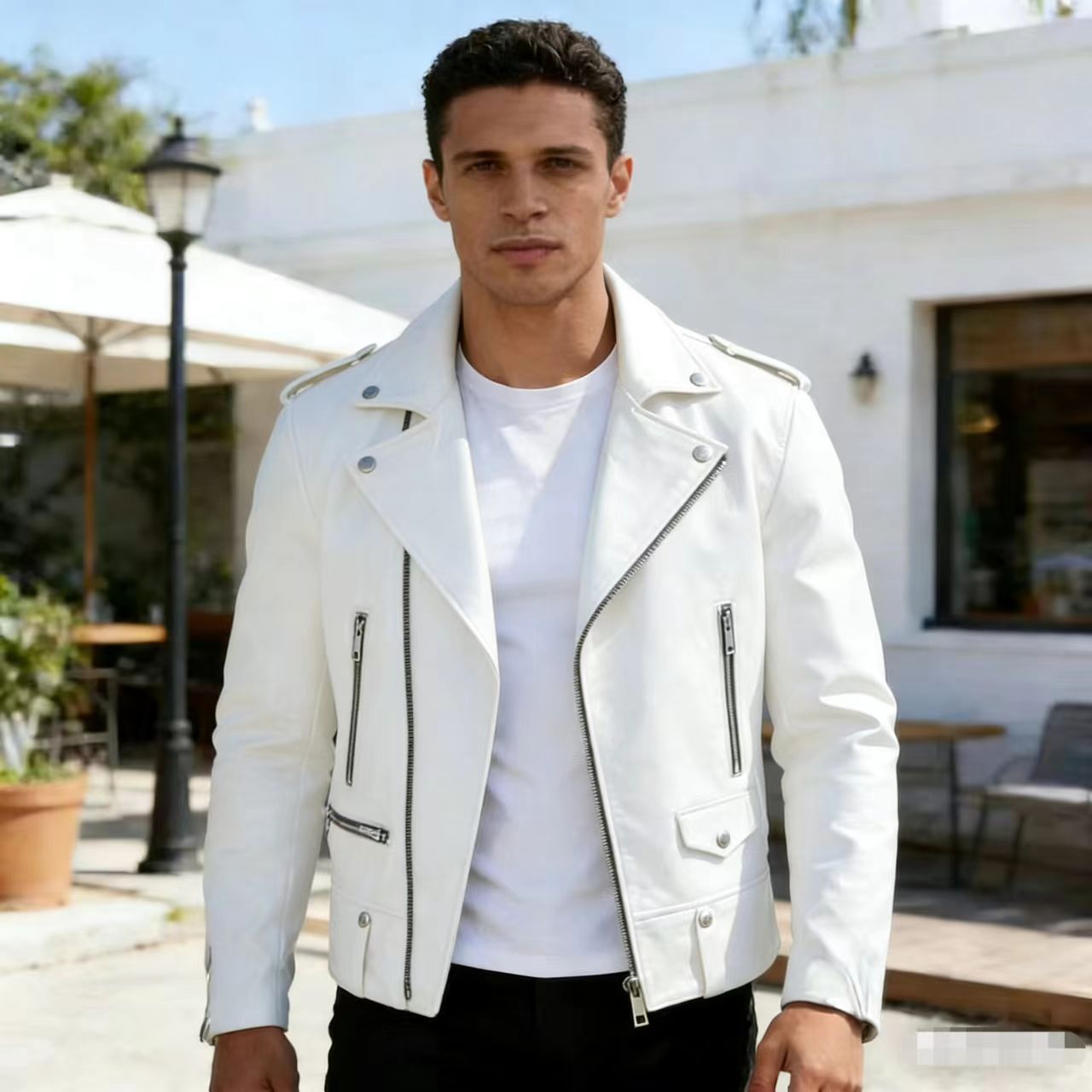 Blouson en cuir pour homme style Hong Kong, tendance, à revers, pour le printemps et l'automne, nouveau style, veste rétro pour jeune, haut de gamme, pour couple