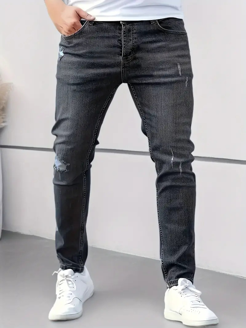 Jean Slim élastique pour hommes, pantalon en Denim décontracté, coupe cintrée, multi-poches, noir, pantalon Cargo solide, Streetwear, vêtements pour hommes