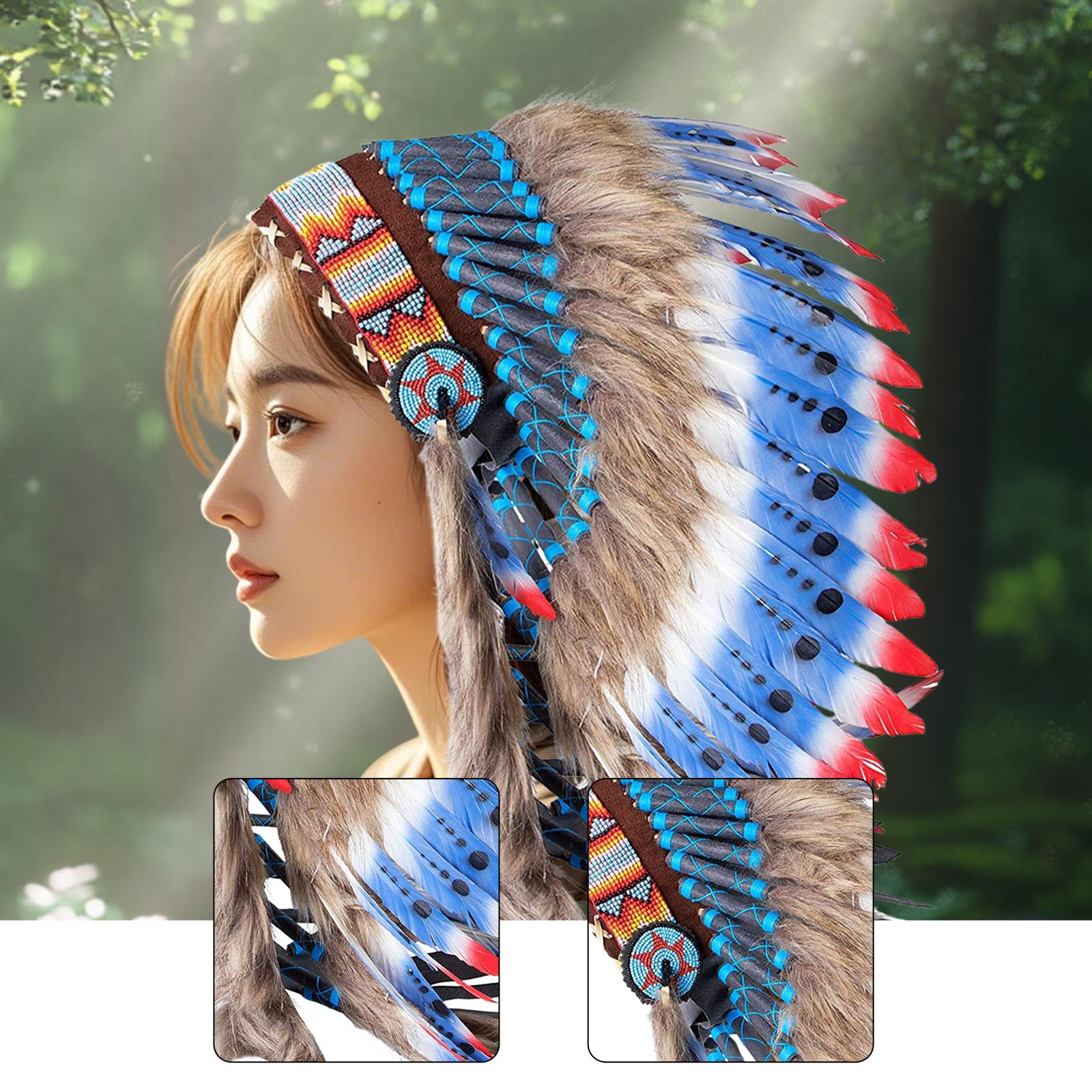 Coiffure native indienne, accessoires de tête, bandeau de décoration pour cheveux