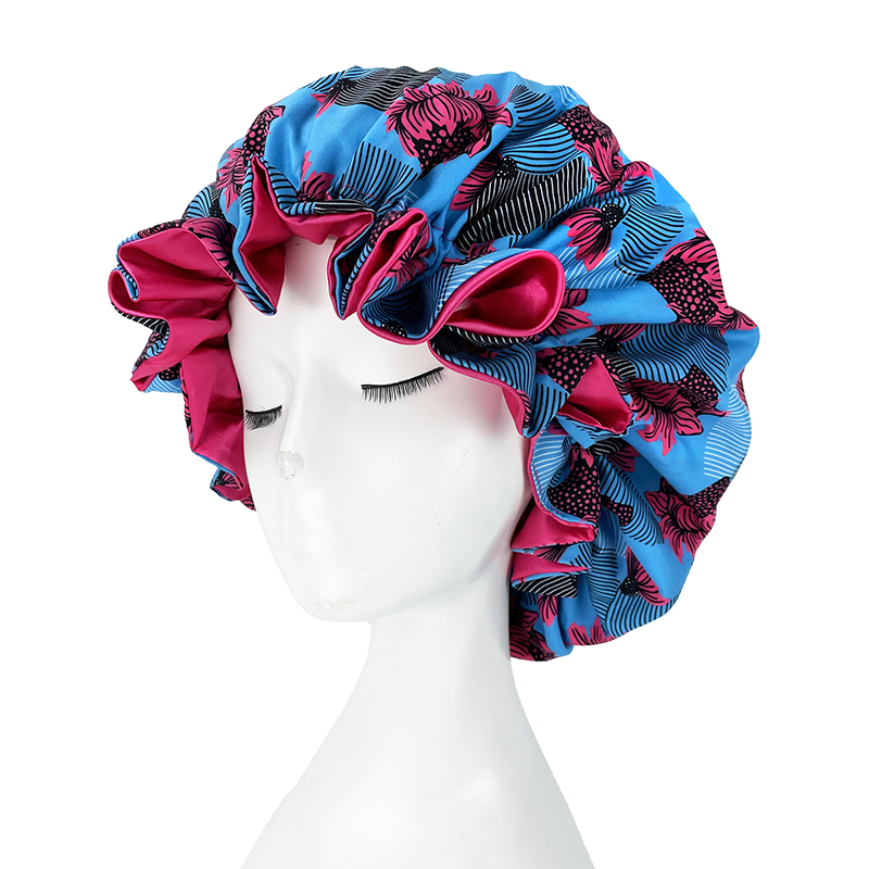 Motif africain imprimé Bonnet Hijabs chapeau femmes nuit bonnet de sommeil Double couche Satin Turban Extra Large tête porter dame tête chapeau enveloppant