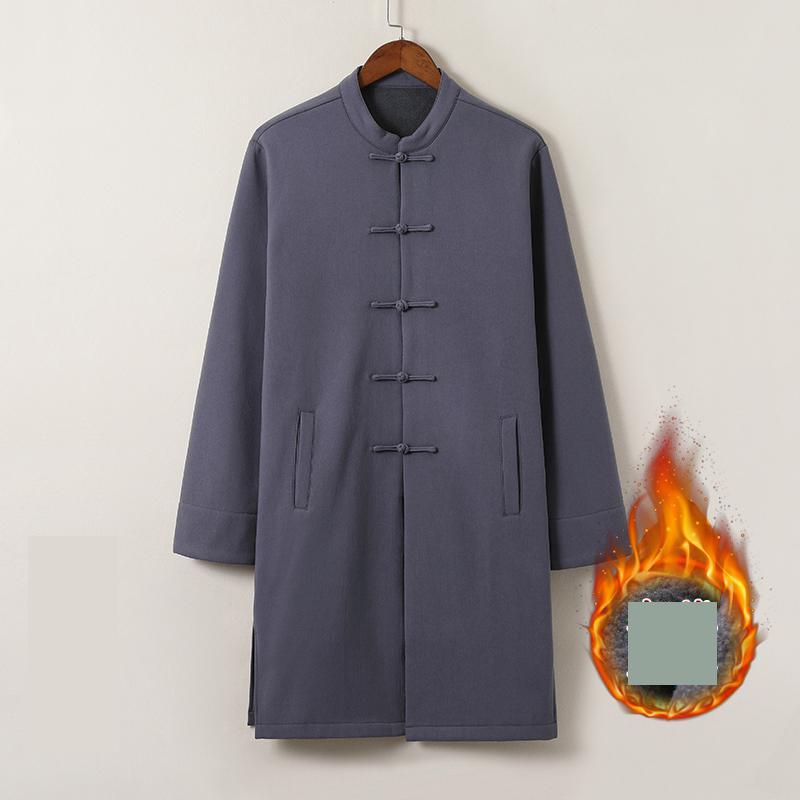 Vêtements traditionnels chinois pour hommes, Streetwear, vêtements d'extérieur, Robe orientale, Trench-Coat en coton et lin, hauts longs en polaire, M-5XL