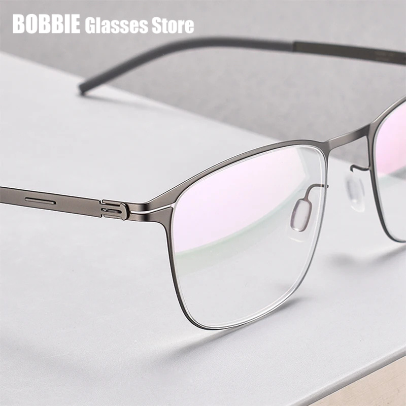 Monture de lunettes de mode pour hommes, sans vis, ultra-légère, fine, carrée, de style professionnel, marque allemande, design classique, 7g, lunettes Veit Top