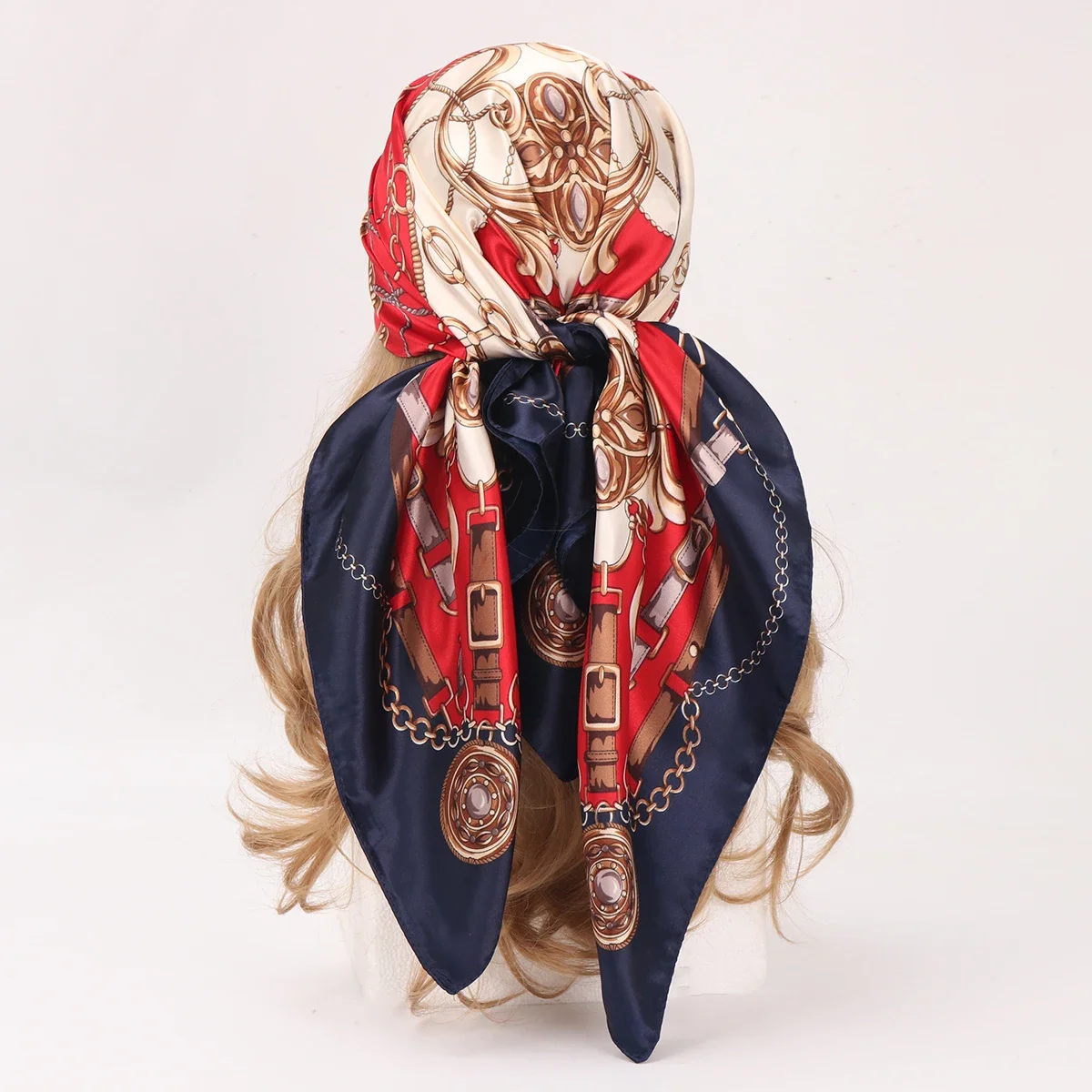 90*90 cm Foulard en soie Scarftop Headwraps femmes quatre saisons Foulard de cheveux Hijab Foulard Iuxe Bandana Femme Foulard