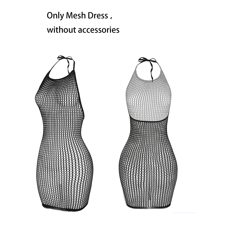 Robe de plage moulante ajourée pour femme, en maille transparente et résille, sans sous-vêtements, idéale pour festival de musique, maillot de bain