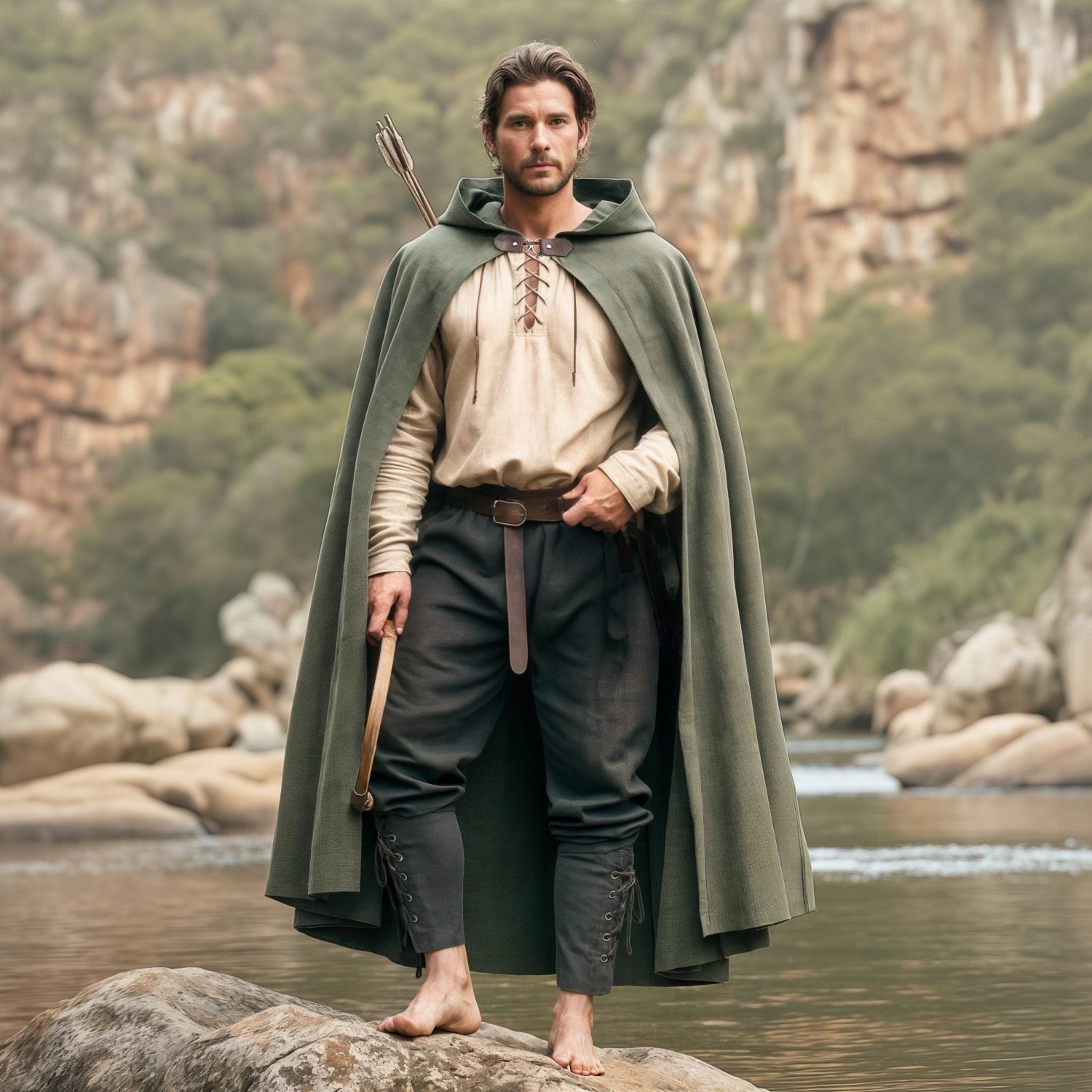 Ensemble de costumes médiévaux et de la Renaissance, cape, tenue de viking, costume de ranger, déguisement pour homme, viking, Halloween, carnaval, performance, LARP