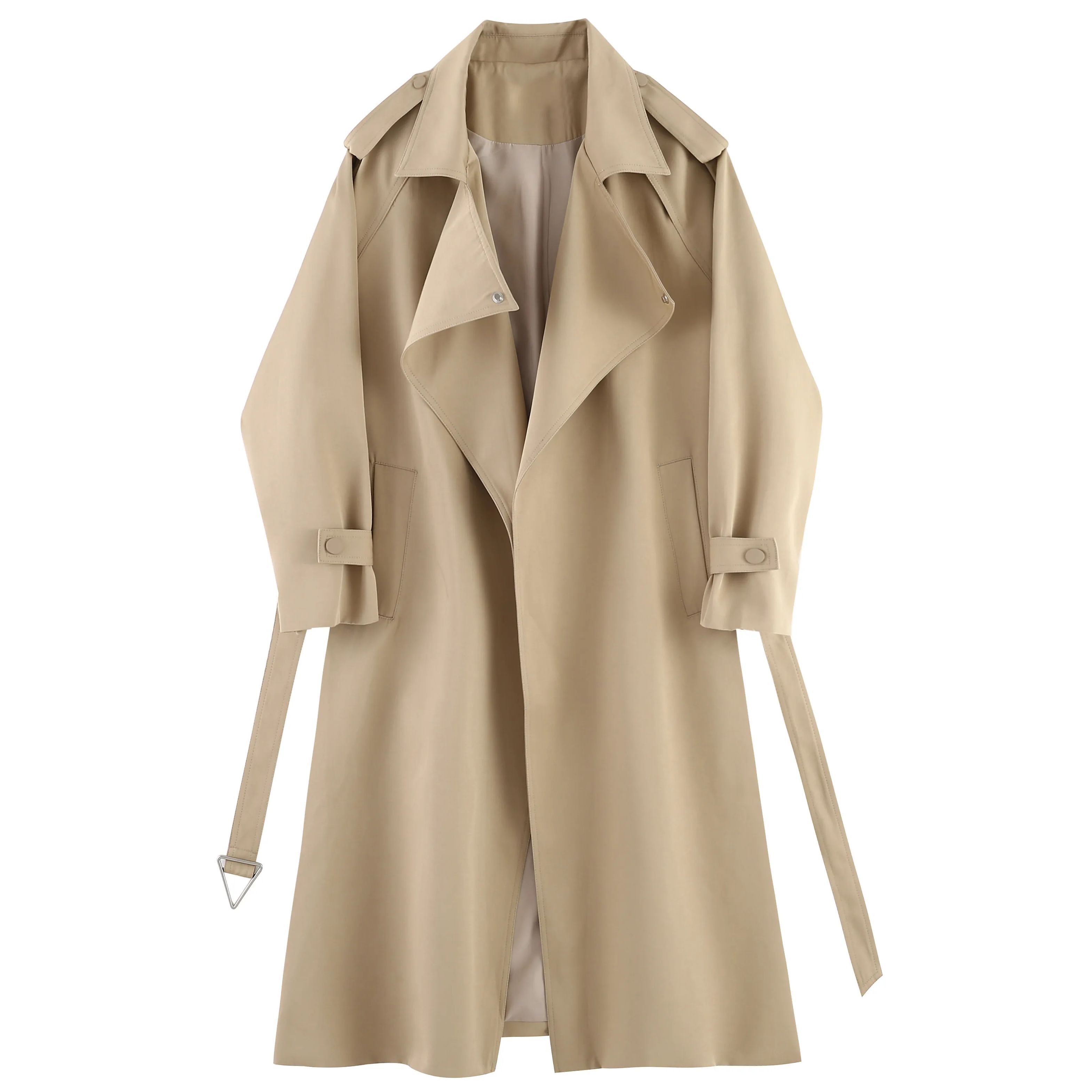 Manteaux coupe-vent mi-longs pour femmes à la mode et polyvalents pour le printemps et l'automne, avec un design coupe ample. Manteau long