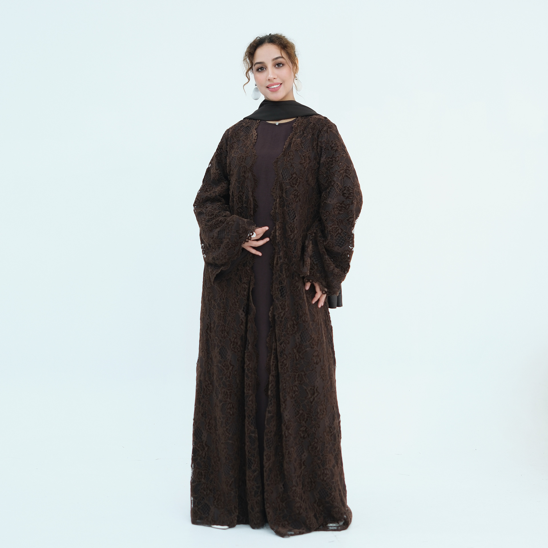Robe Abaya en dentelle pour femme, Cardigan musulman, Robe de fête ouverte, Abayas du Ramadan, Kaftan de Dubaï, Islam, Maroc, Vestidos, Jalabiya